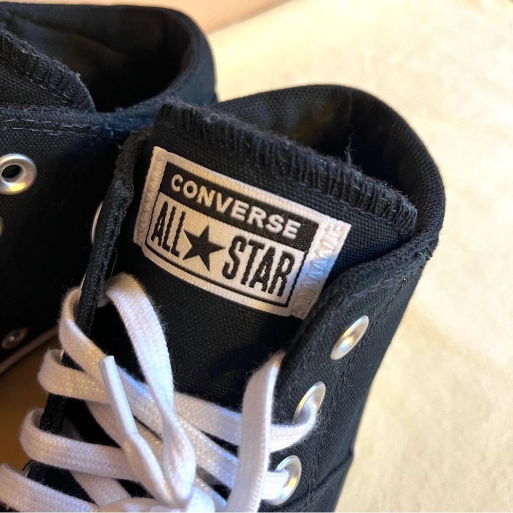 NWOT Converse Black Canvas High-Tops Sneakers, Chuck Taylor, Size 7, Retro - Picture 9 of 10